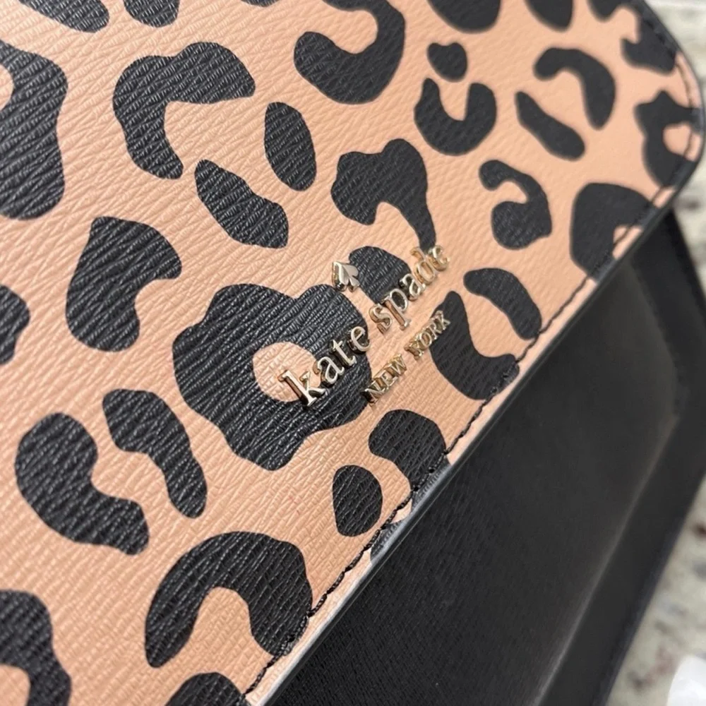 Kate Spade Remi Flap Leopard Print Black Crossbody Bag